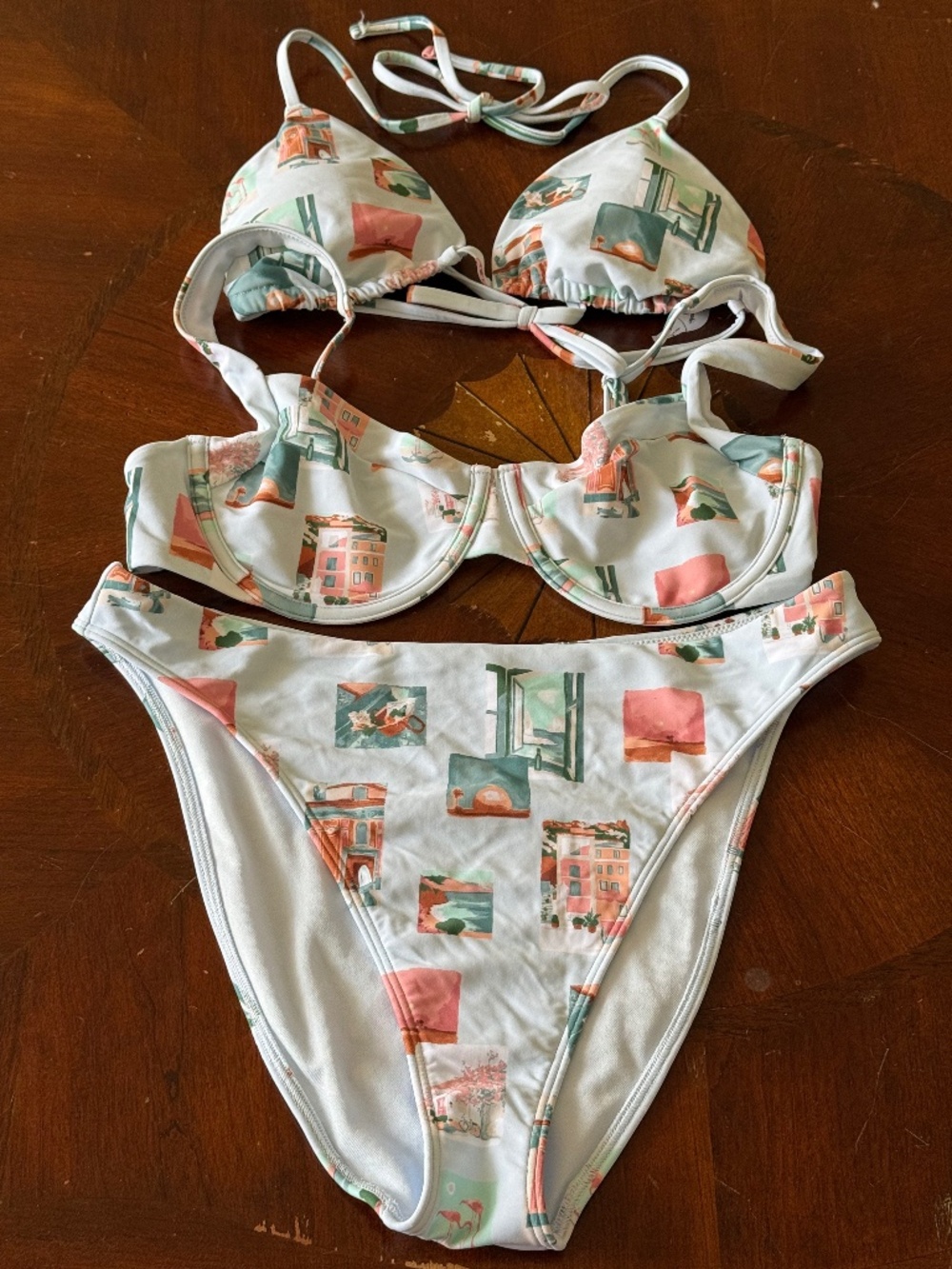 NWOT Abercrombie & Fitch Bikini, 2 L tops (triangle & underwire), 1 L Bottom